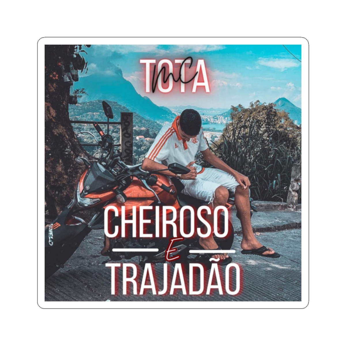 Tota Cheiroso e Trajadão Sticker | Square Kiss-Cut Vinyl Sticker | Tota Mc - alternate angle 3, merchandise