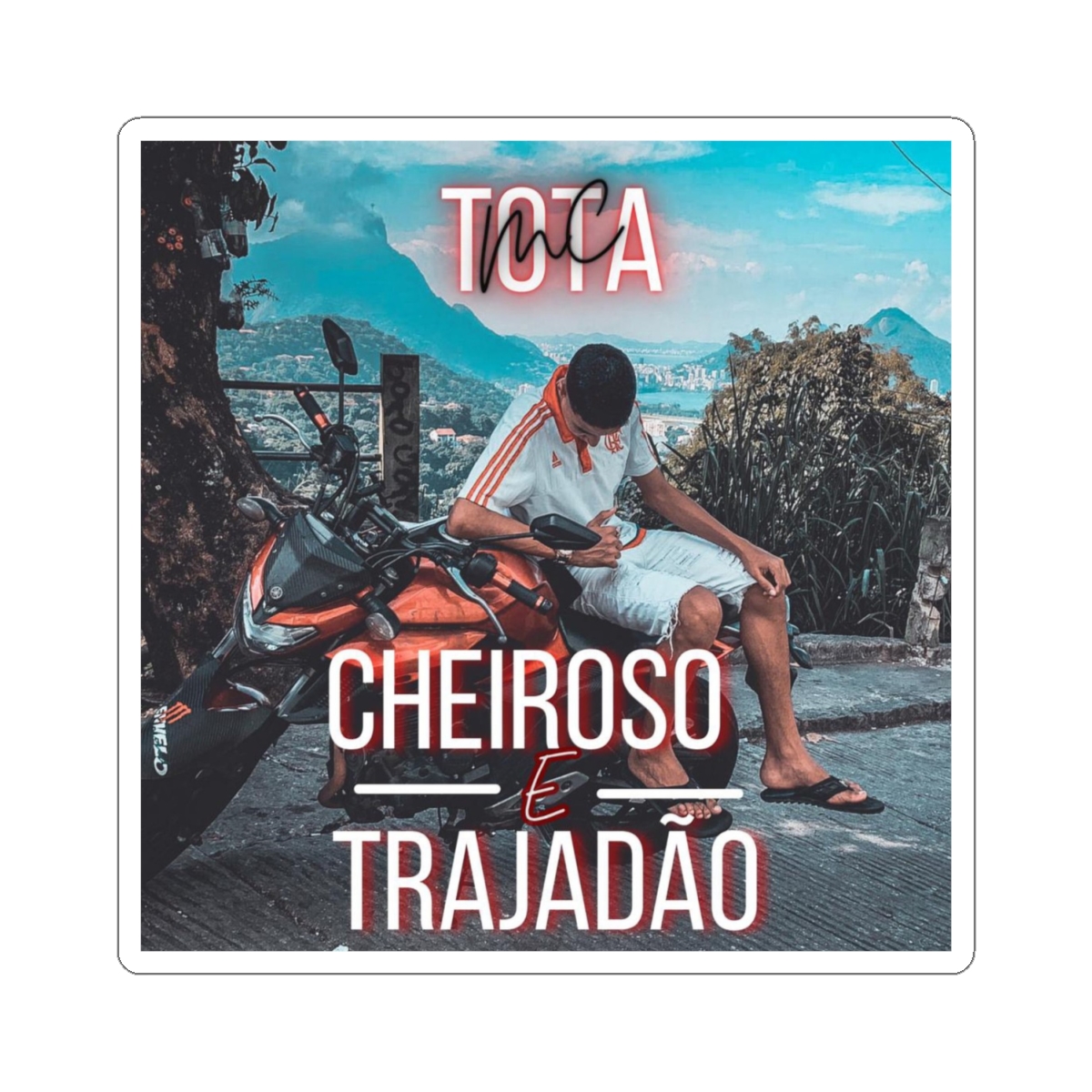 Tota Cheiroso e Trajadão Sticker | Square Kiss-Cut Vinyl Sticker | Tota Mc - alternate angle 1, merchandise